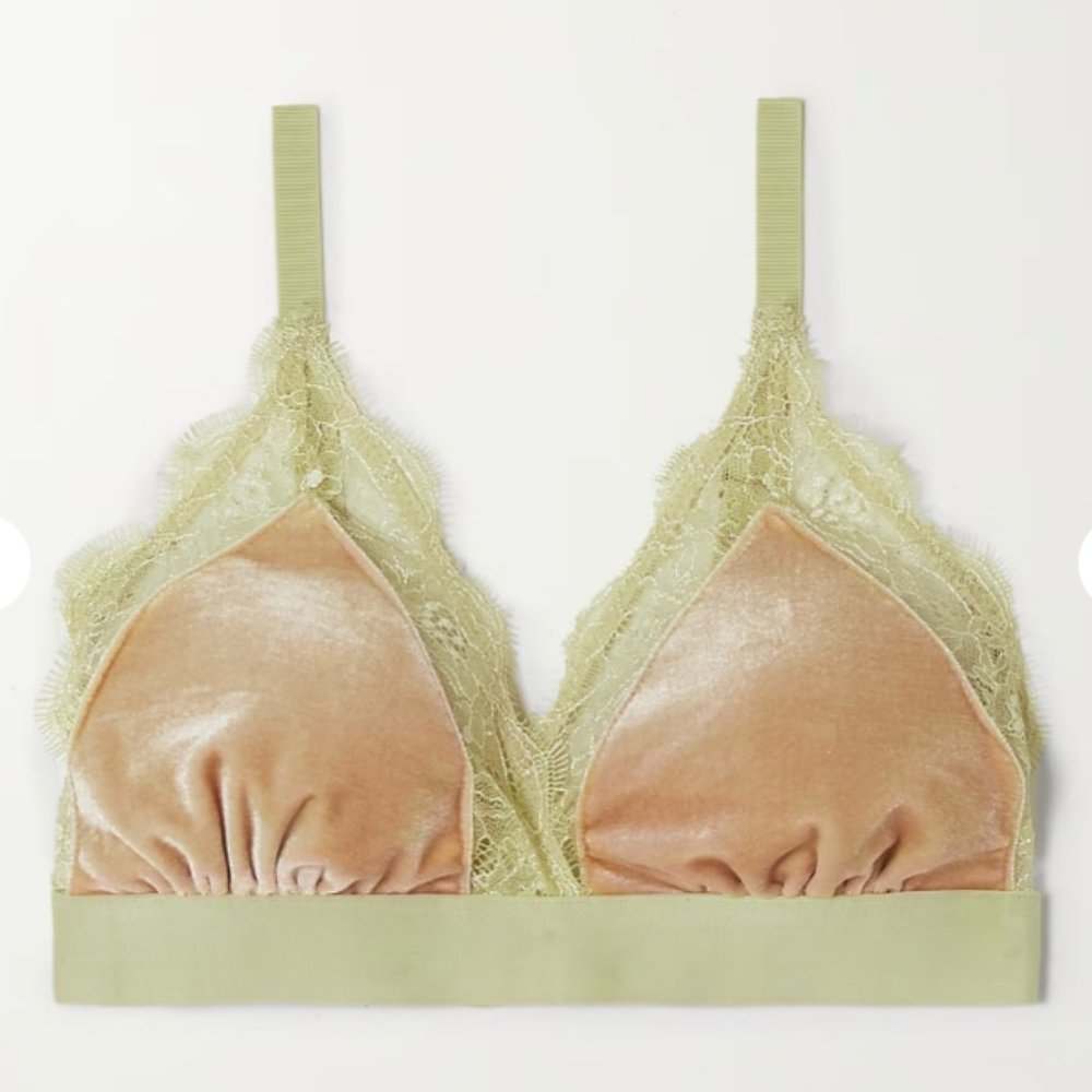 Love Stories Love lace-trimmed velvet soft-cup triangle bra Size 1 (32 A/B)